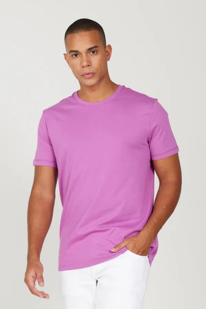 AC&Co / Altınyıldız Classics Men's Purple Slim Fit Narrow Cut 100% Cotton Crew Neck Short Sleeve T-Shirt