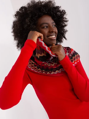 Red women's scarf with patterns