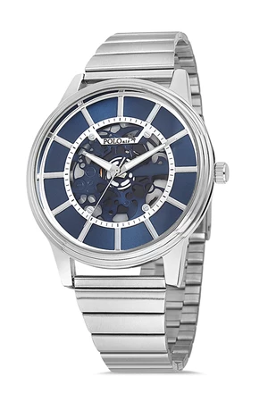 Polo Air Skeleton Dial Men's Wristwatch Silver-Navy Blue Color