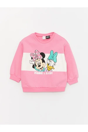 LC Waikiki Crew Neck Long Sleeve Disney Printed Sweatshirt for Baby Girl