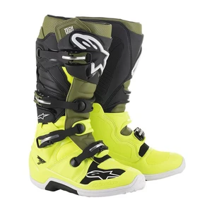 Moto boty Alpinestars Tech 7 žlutá fluo/vojenská zelená/černá  žlutá fluo/vojenská zelená/černá  43