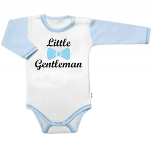 Body dl. rukáv s vtip. textem Baby Nellys, Little Gentleman, kluk, vel. 80 (9-12m)