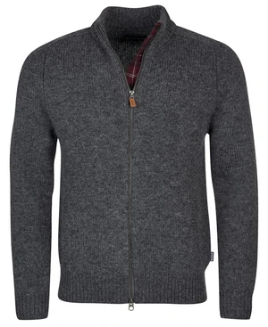 Barbour Zapínací vlnený sveter Barbour Calder Knitted Zip Thru - Charcoal Marl - S