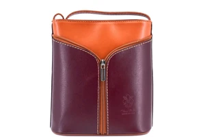 Dámská kožená kabelka crossbody Arteddy - vínová/camel