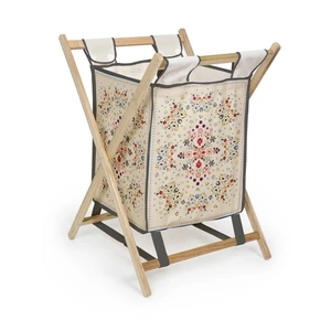 Úložný kôš s konštrukciou z borovicového dreva Madre Selva Flowers Tapestry, 50 l