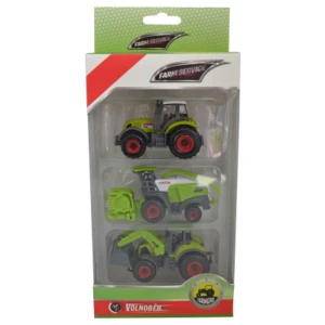 Set zemědělských strojů: traktor, kombajn, traktor s čelním nakladačem 1:64