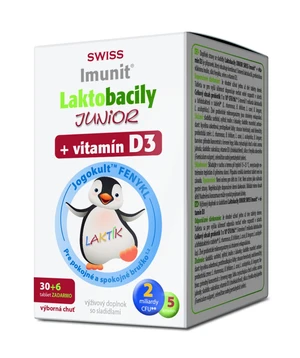 SWISS Laktobacily JUNIOR Imunit + vitamín D3 30+6 tbl.