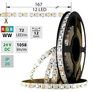 LED pásek McLED 24V RGB + teplá bílá š=12mm IP20 17,3W/m 72LED/m SMD5050 ML-128.633.60.0 (5m)