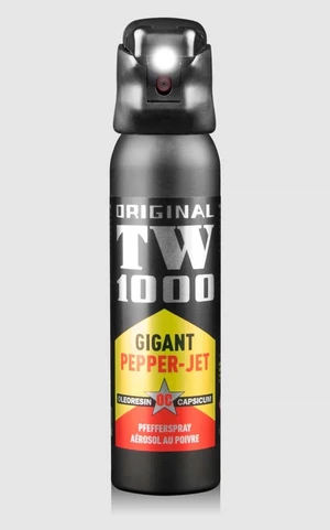 Obranný sprej se světlem Gigant Pepper - Jet TW1000® / 150 ml (Barva: Černá)