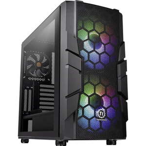 Thermaltake Commander C33 TG midi tower PC skrinka, herné puzdro čierna 2 predinštalované LED ventilátory, 1 predinštalo