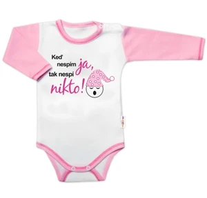 Body dlouhý rukáv s vtipným textem Baby Nellys, Keď nespím ja, tak nespí nikto, holka, vel. 86 (12-18m)