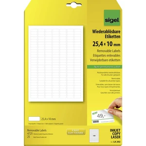 Sigel LA202 etikety 25.4 x 10 mm papier  biela 4725 ks premiestniteľné univerzálne etikety  25 Blatt A4