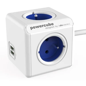 POWERCUBE EXTENDED USB 4X230V + USB + 1,5m prodlužovací kabel modrá