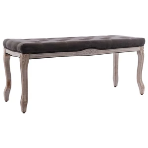 Bench Gray 43.3"x15"x18.9" Linen and Solid Wood