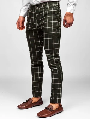 Pantaloni kaki chinos în carouri Bolf 0002