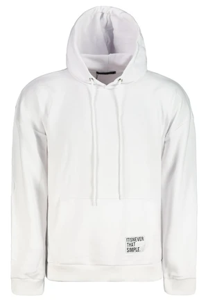 Trendyol White Oversize/Wide Cut Hooded Labeled Fleece/Warm Sweatshirt