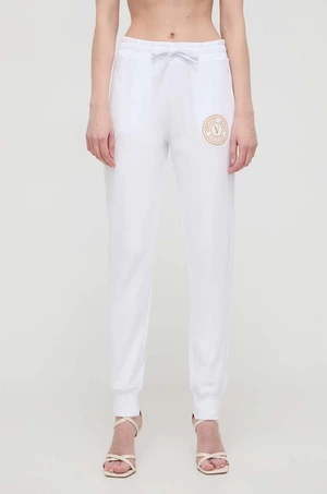 Bavlnené tepláky Versace Jeans Couture biela farba, jednofarebné, 76HAAT02 CF01T