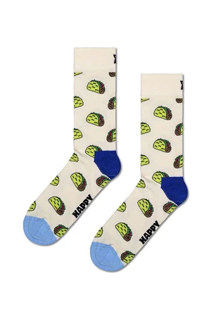 Ponožky Happy Socks Taco Sock biela farba