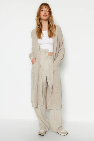 Trendyol Stone Maxi Basic Knitwear Cardigan