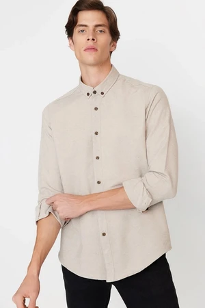 Trendyol Light Brown Slim Fit Buttoned Collar Shirt