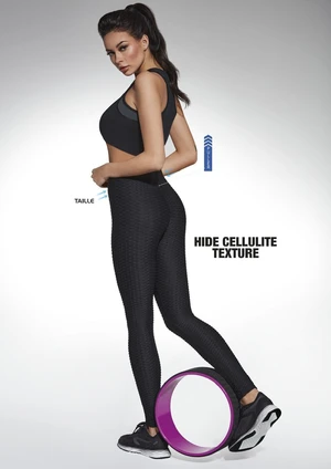 Bas Bleu AURA sports leggings black with wasp waist and cellulite-hiding structure and welt emphasizing the buttocks