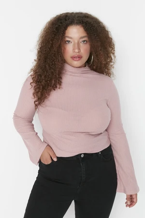 Trendyol Curve Dusty Rose Collar Detailed Knitted Blouse