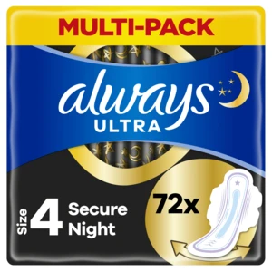 ALWAYS Ultra Hygienické Vložky Secure Night S Křidélky 72 ks