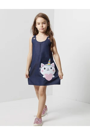 Denokids Catcorn Denim Dress