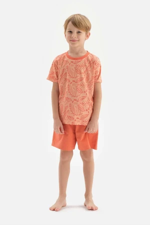 Dagi Orange Printed Printed Short Sleeved T-Shirt, Shorts and Pajamas Set