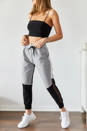 XHAN Mesh Detailed Sectional Sweatpants