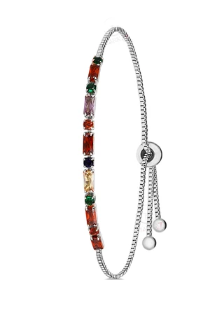 Polo Air Adjustable Women's Colorful Baguette Watertrack Bracelet with Zircon Stones.