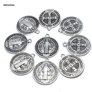 Saint Benedict Evil Protection Medal 10 Pcs Zinc Alloy Cross Necklace Decoration