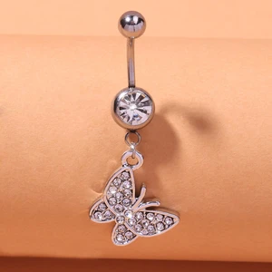 Cute New CZ Heart Belly Button Rings Long Dangled Bar Belly Piercing Ring Shinny Crystal Piercing Belly Charming Body Jewelry