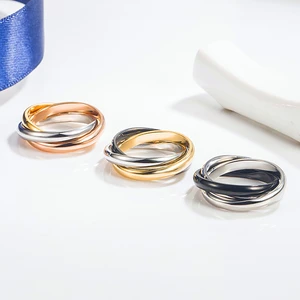 Classic 925 sterling silver color separation trinity ring Women's personality simple fashion brand party high grade jewelry