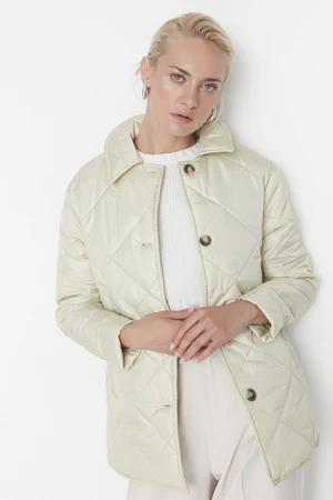 Trendyol Light Khaki Shirt Collar Quilted Coat