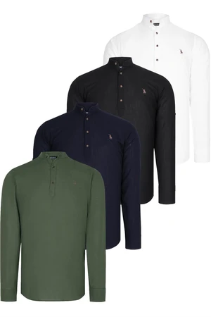 SET OF FOUR G783 DEWBERRY JUDGE COLLAR SHIRT-BLACK-WHITE-NAVY-KHAKI