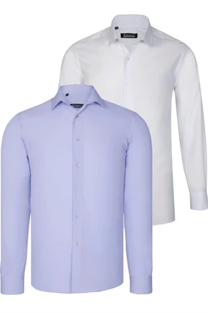 DUAL SET G726 DEWBERRY MENS SHIRTS-WHITE-LILAC