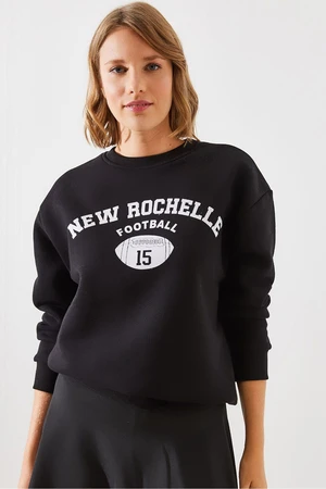 Bianco Lucci Women's Triple Thread Raised Rochelle Text Printed Sweatshirt MBHS001