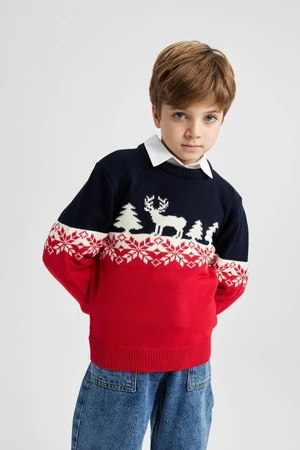 DEFACTO Boy's New Year's Themed Crew Neck Sweater