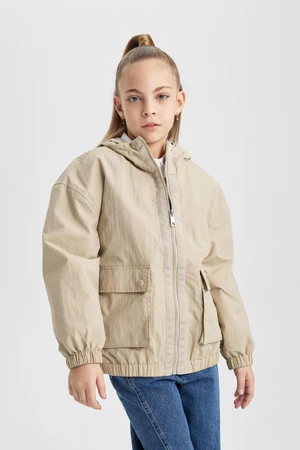 DEFACTO Girls' Waterproof Hooded Raincoat