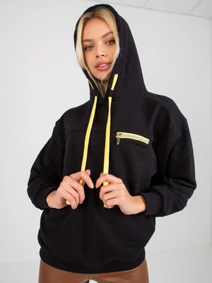 Black hoodie with drawstrings