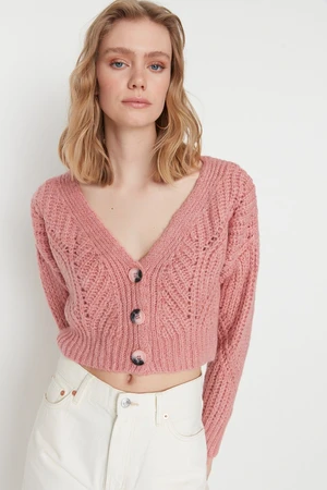 Trendyol Powder Soft Textured Crop Knitwear Cardigan