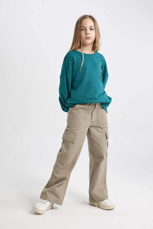 DEFACTO Girl Cargo Wide Leg Cotton Trousers