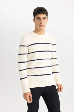 DEFACTO Standard Fit Crew Neck Striped Pullover