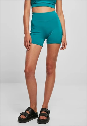 Women's Recycled High Waist Cycle Hot Pants - Watergreen