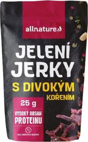 ALLNATURE Jelenie Jerky s divokým korením 25 g