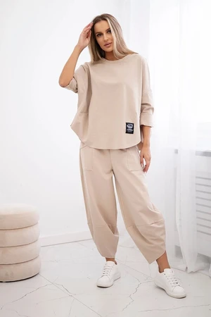 Punto Milano winter sweatshirt + pants beige set