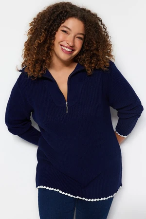 Trendyol Curve Navy Blue Knitwear Plus Size Sweater