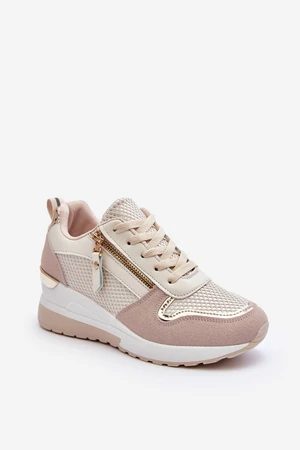 Women's sneakers on coturnum beige-white Sivan