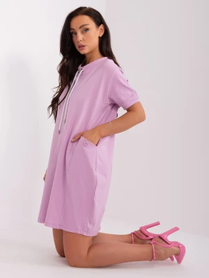 Light purple basic cotton sweatshirt dress